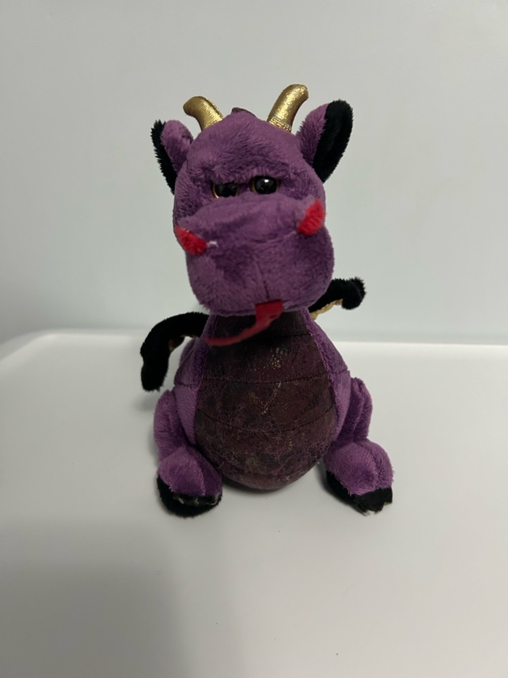 webkinz Emperor Purple Plush Dragon Toy with Gold Horns